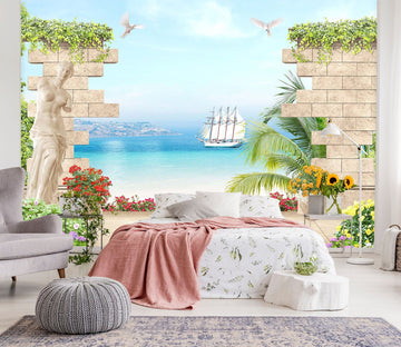 3D Sea Boat 2046 Wall Murals Wallpaper AJ Wallpaper 2 