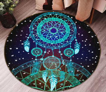 3D Blue Dream Catcher 29041 Round Non Slip Rug Mat