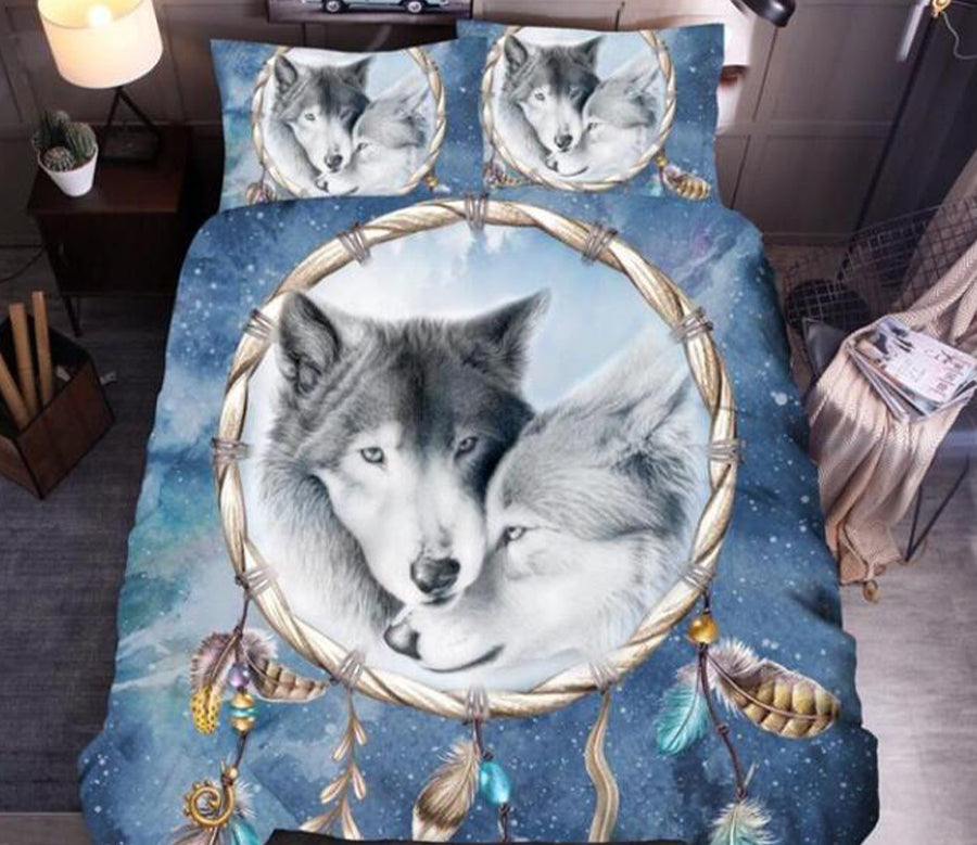 3D Two Wolves 8134 Bed Pillowcases Quilt