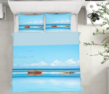 3D Blue Sea Boat 057 Marco Carmassi Bedding Bed Pillowcases Quilt