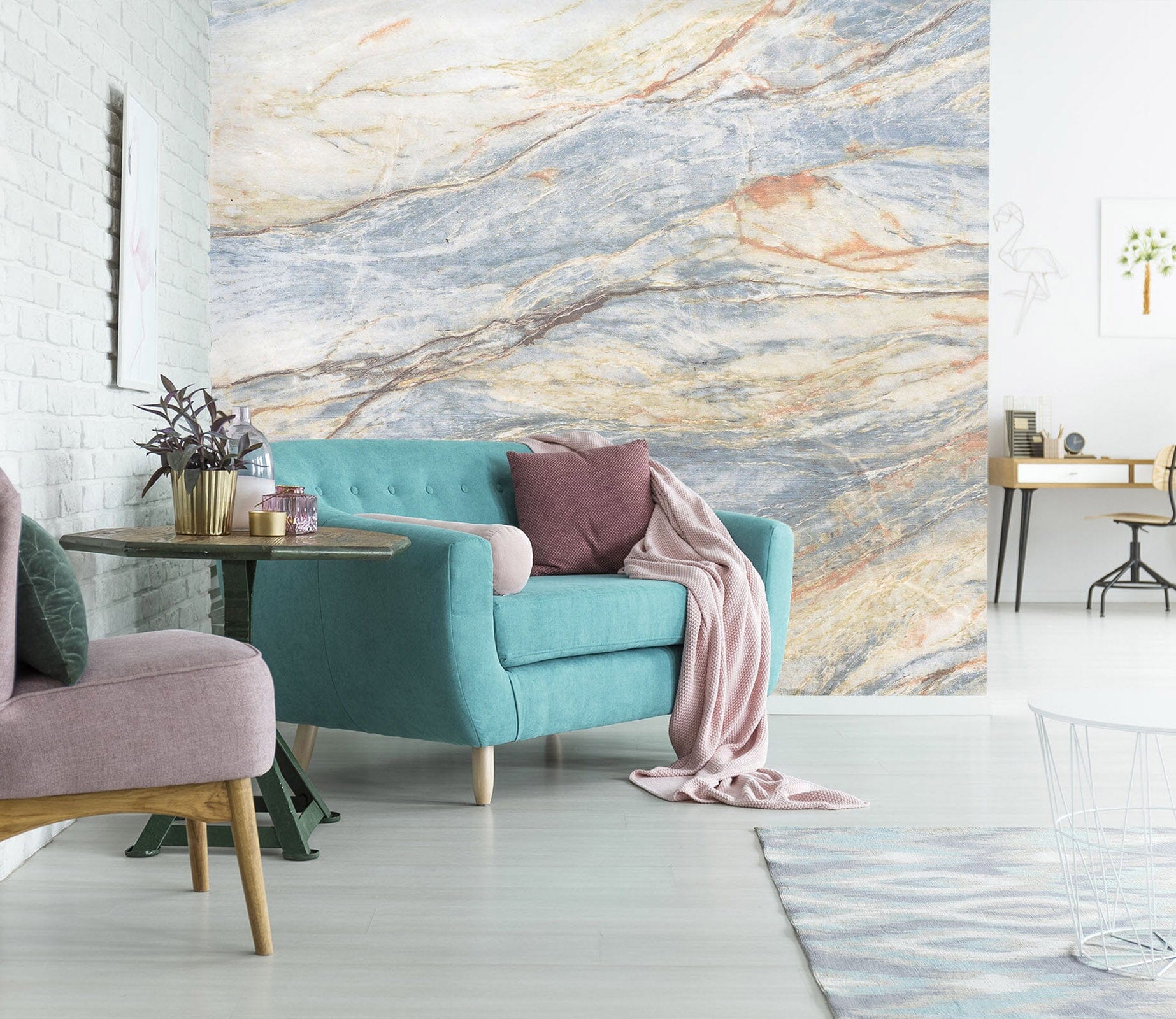 3D Yellow Marble 049 Wall Murals Wallpaper AJ Wallpaper 2 