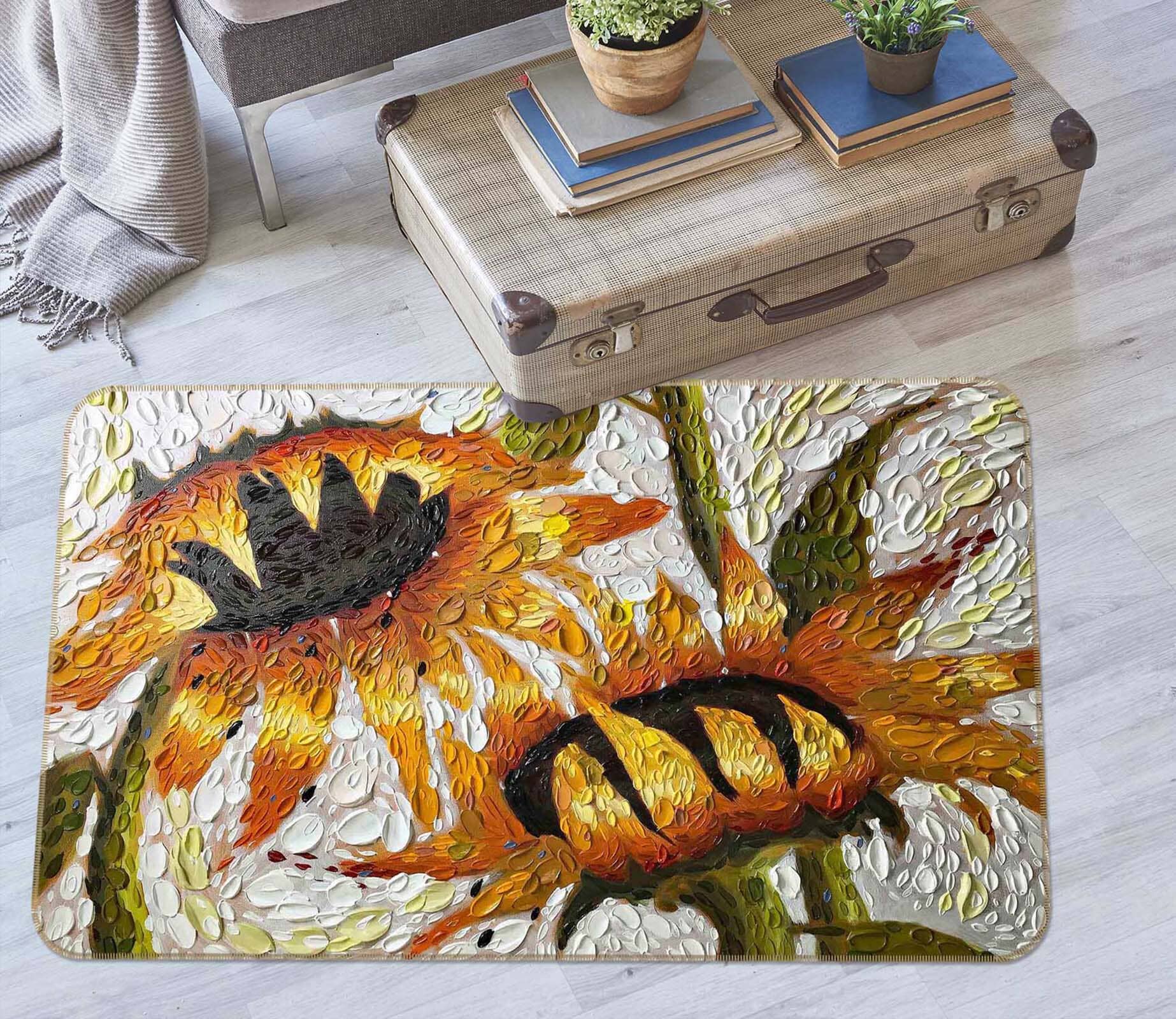3D Sunflower 1018 Dena Tollefson Rug Non Slip Rug Mat Mat AJ Creativity Home 