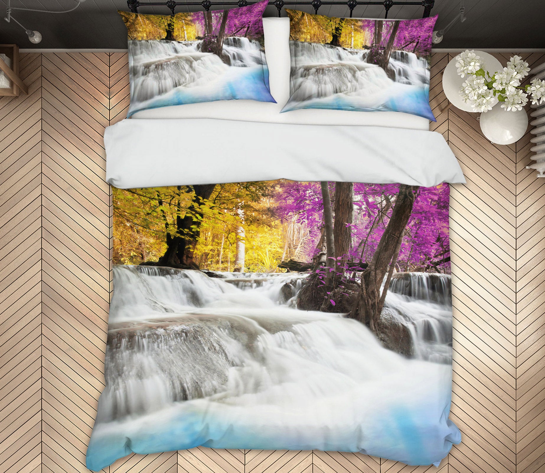 3D Tree Waterfall 12201 Bed Pillowcases Quilt