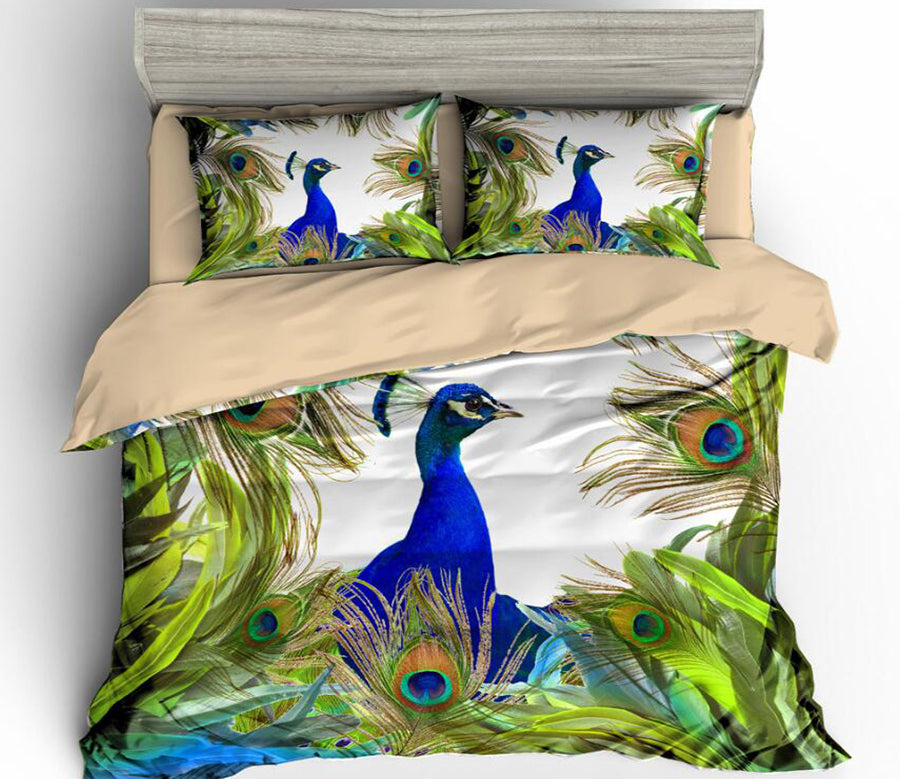 3D Peacock King 1167 Bed Pillowcases Quilt
