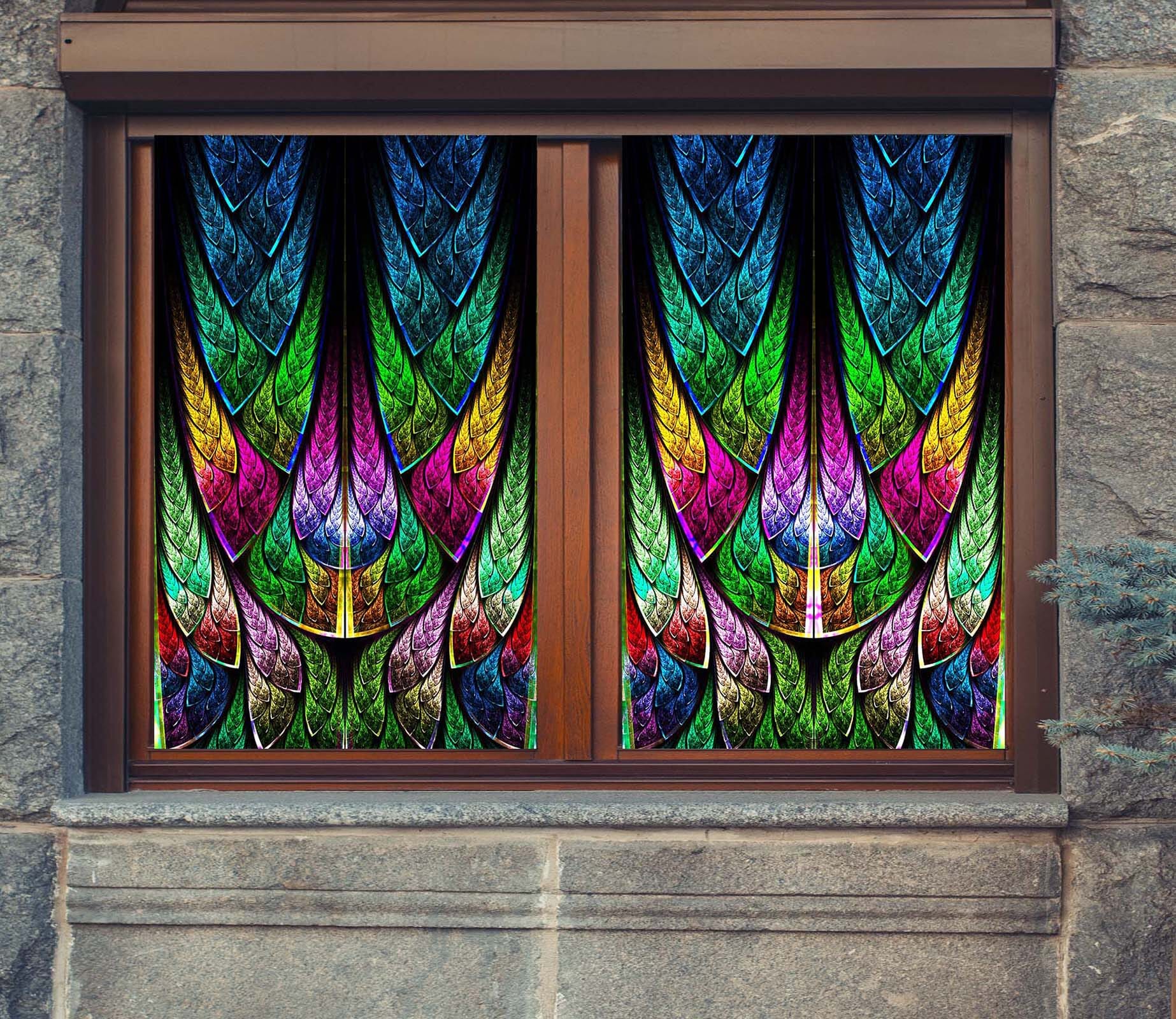 3D Colored Feather 277 Window Film Print Sticker Cling Stained Glass UV Block Wallpaper AJ Wallpaper 2 