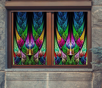 3D Colored Feather 277 Window Film Print Sticker Cling Stained Glass UV Block
