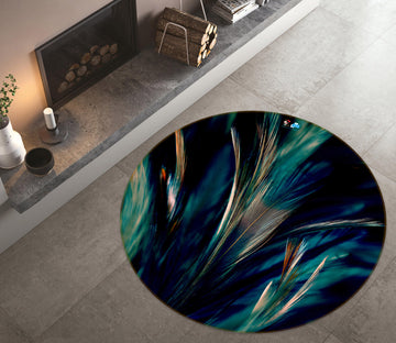 3D Feather Leaf 81210 Round Non Slip Rug Mat
