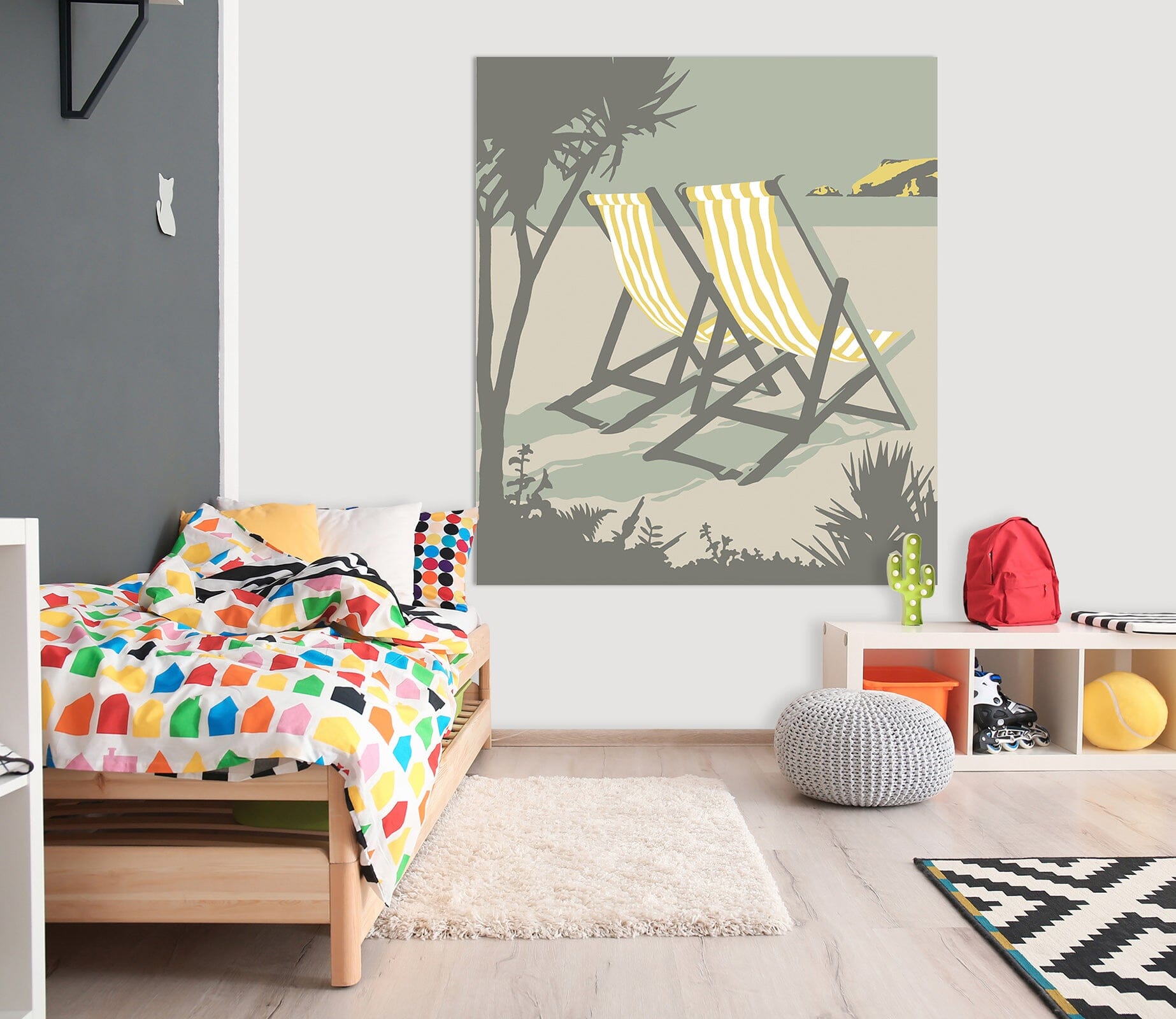 3D Polzeath Deckchairs 046 Steve Read Wall Sticker Wallpaper AJ Wallpaper 2 