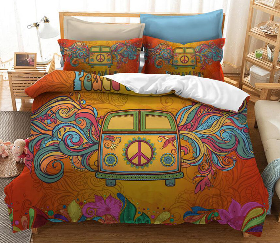 3D Hippie Car 1002 Bed Pillowcases Quilt