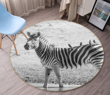 3D Zebra 37247 Animal Round Non Slip Rug Mat
