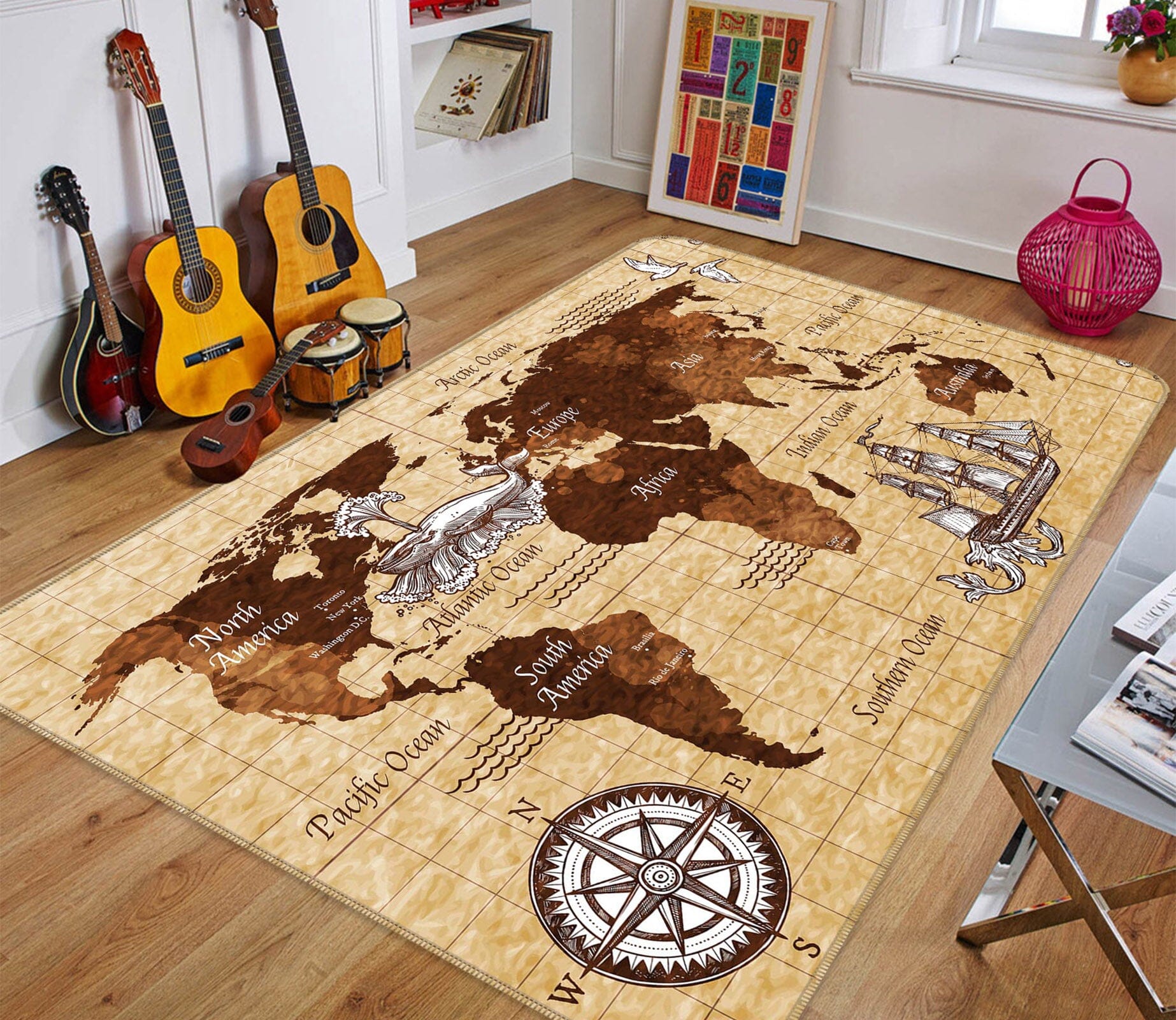 3D Towering Valley 320 World Map Non Slip Rug Mat Mat AJ Creativity Home 