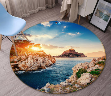 3D Seaside Stones 81114 Round Non Slip Rug Mat