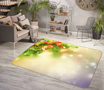 3D Branch Snow 55091 Christmas Non Slip Rug Mat Xmas