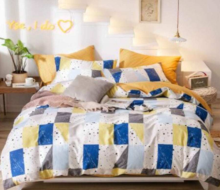 3D Yellow And Blue Square 16071 Bed Pillowcases Quilt