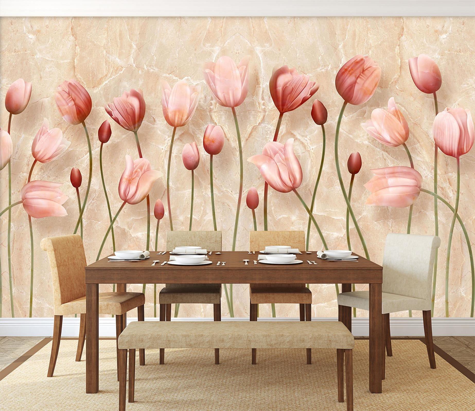 3D A Row Safflower 528 Wallpaper AJ Wallpaper 2 