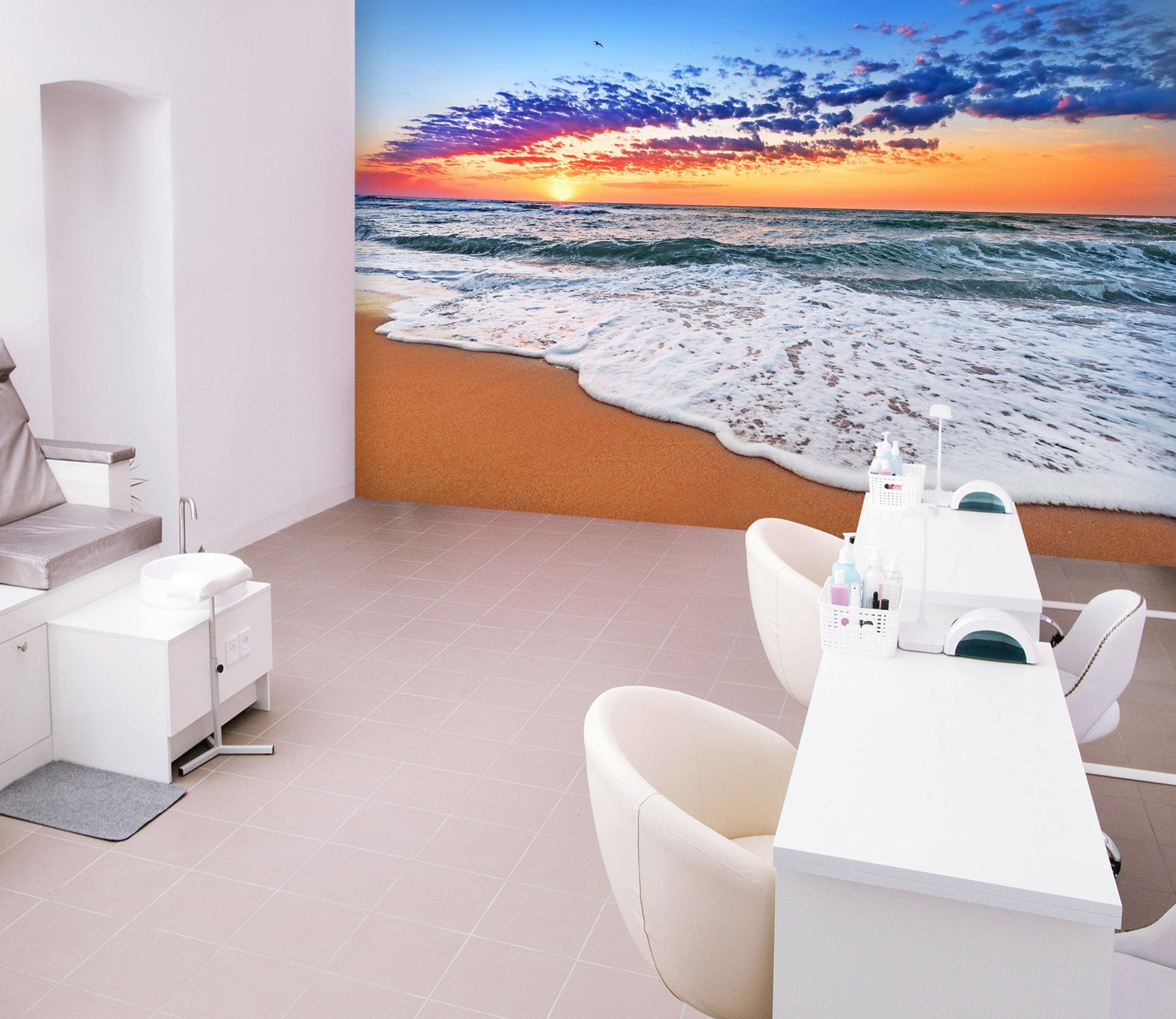 3D Sunset Beach 096 Wall Murals