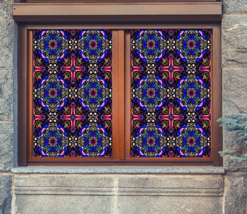 3D Blue Art Flower 344 Window Film Print Sticker Cling Stained Glass UV Block