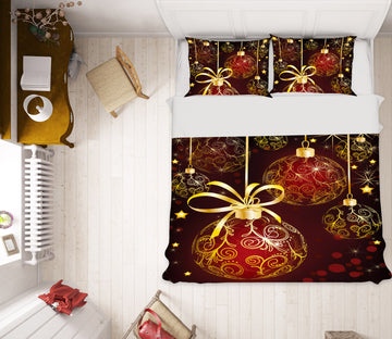 3D Ball Pendant 51068 Christmas Quilt Duvet Cover Xmas Bed Pillowcases