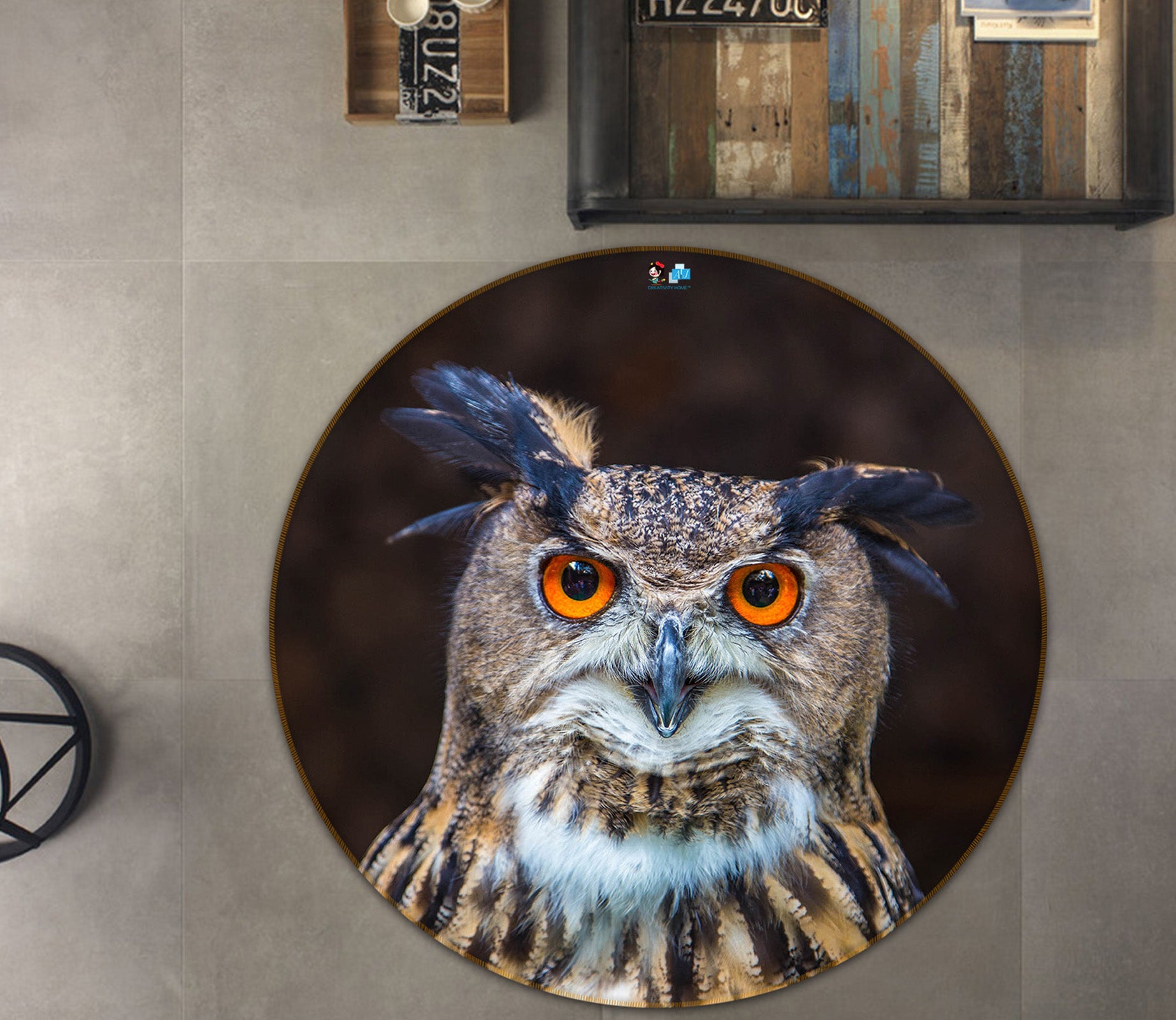 3D Owl 72116 Round Non Slip Rug Mat