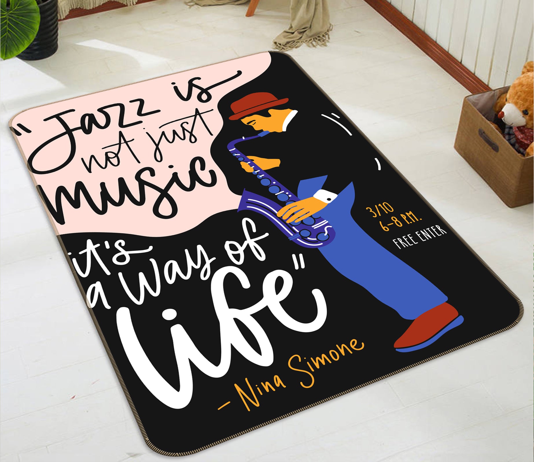 3D Saxophone 37110 Non Slip Rug Mat