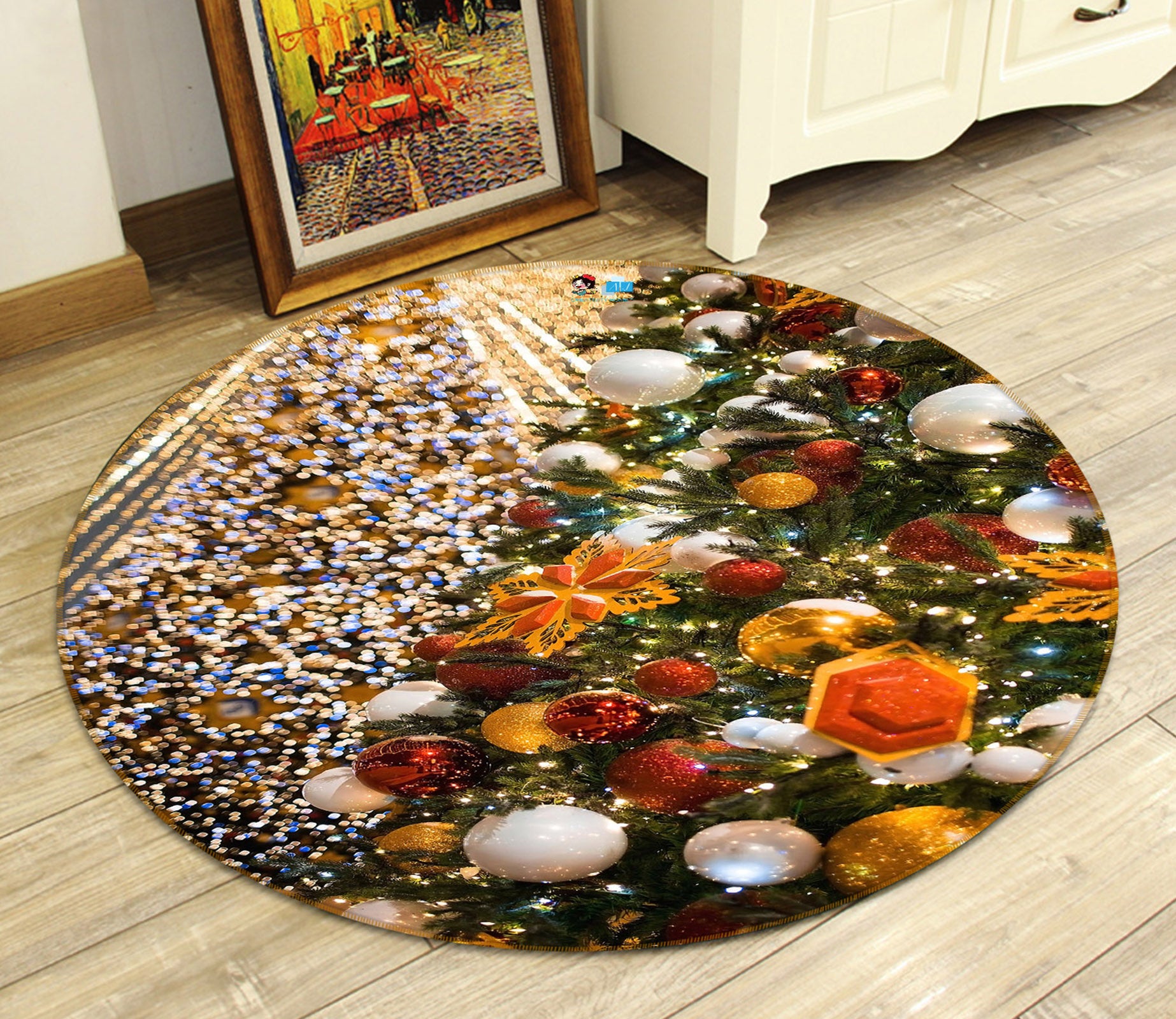 3D Ball Pendant 54205 Christmas Round Non Slip Rug Mat Xmas