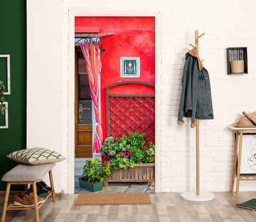 3D Red Wall Flowerpot 12222 Marco Carmassi Door Mural
