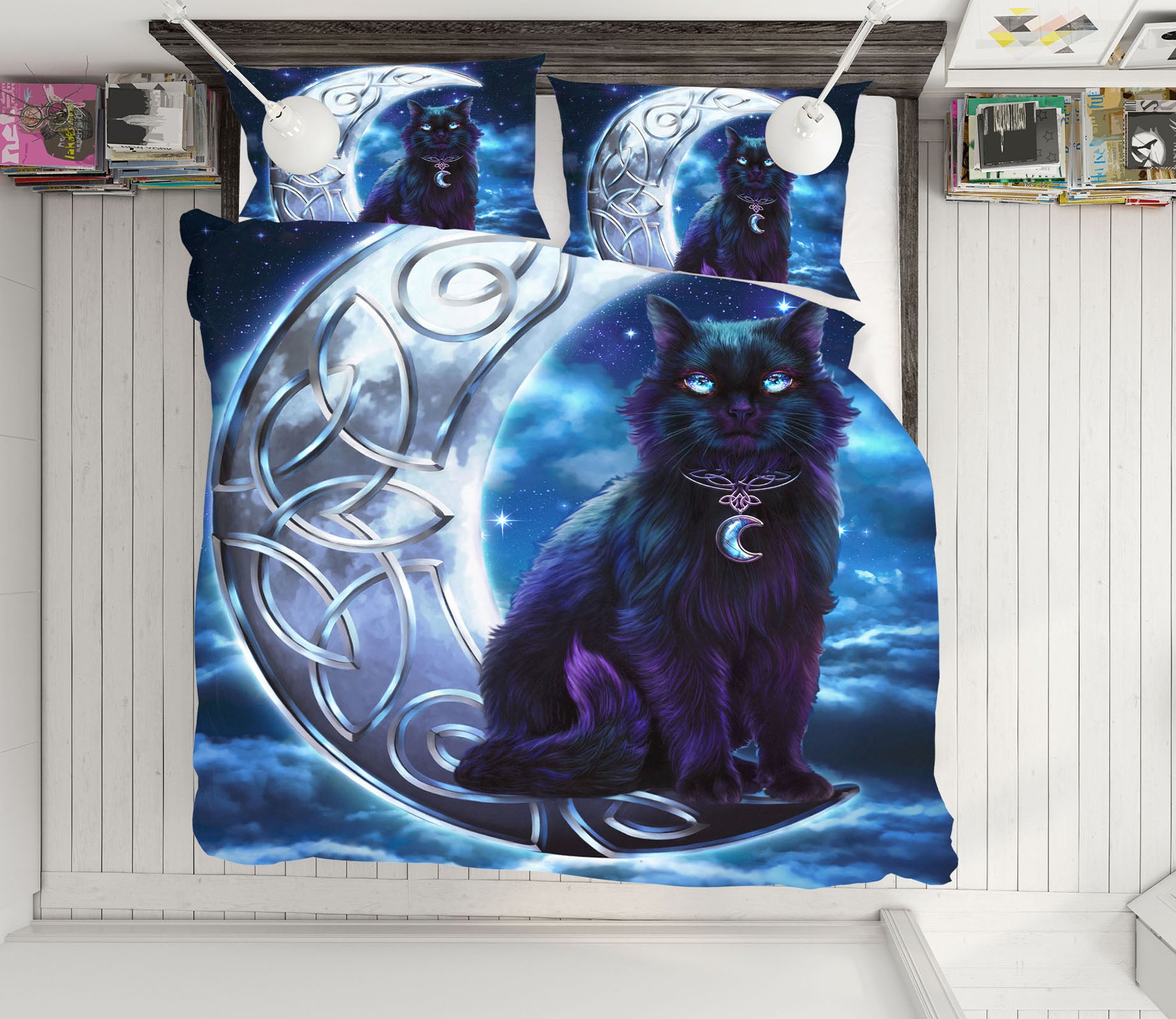 3D Moon Cat 8836 Brigid Ashwood Bedding Bed Pillowcases Quilt Cover Duvet Cover