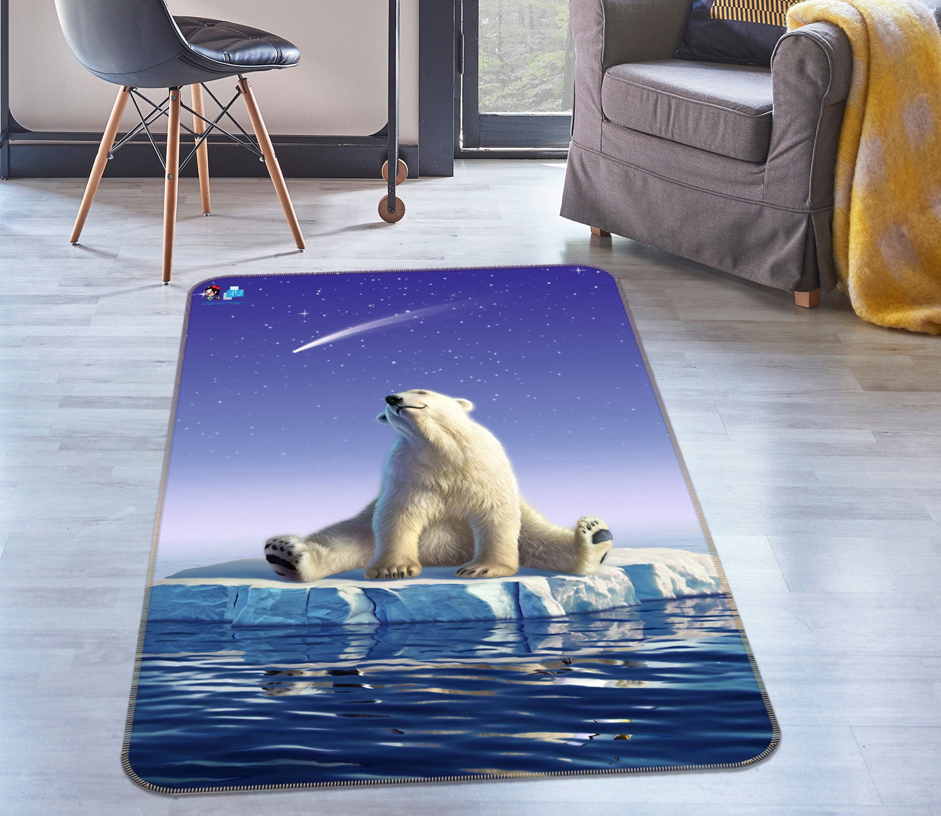 3D Polar Bear 85099 Jerry LoFaro Rug Non Slip Rug Mat