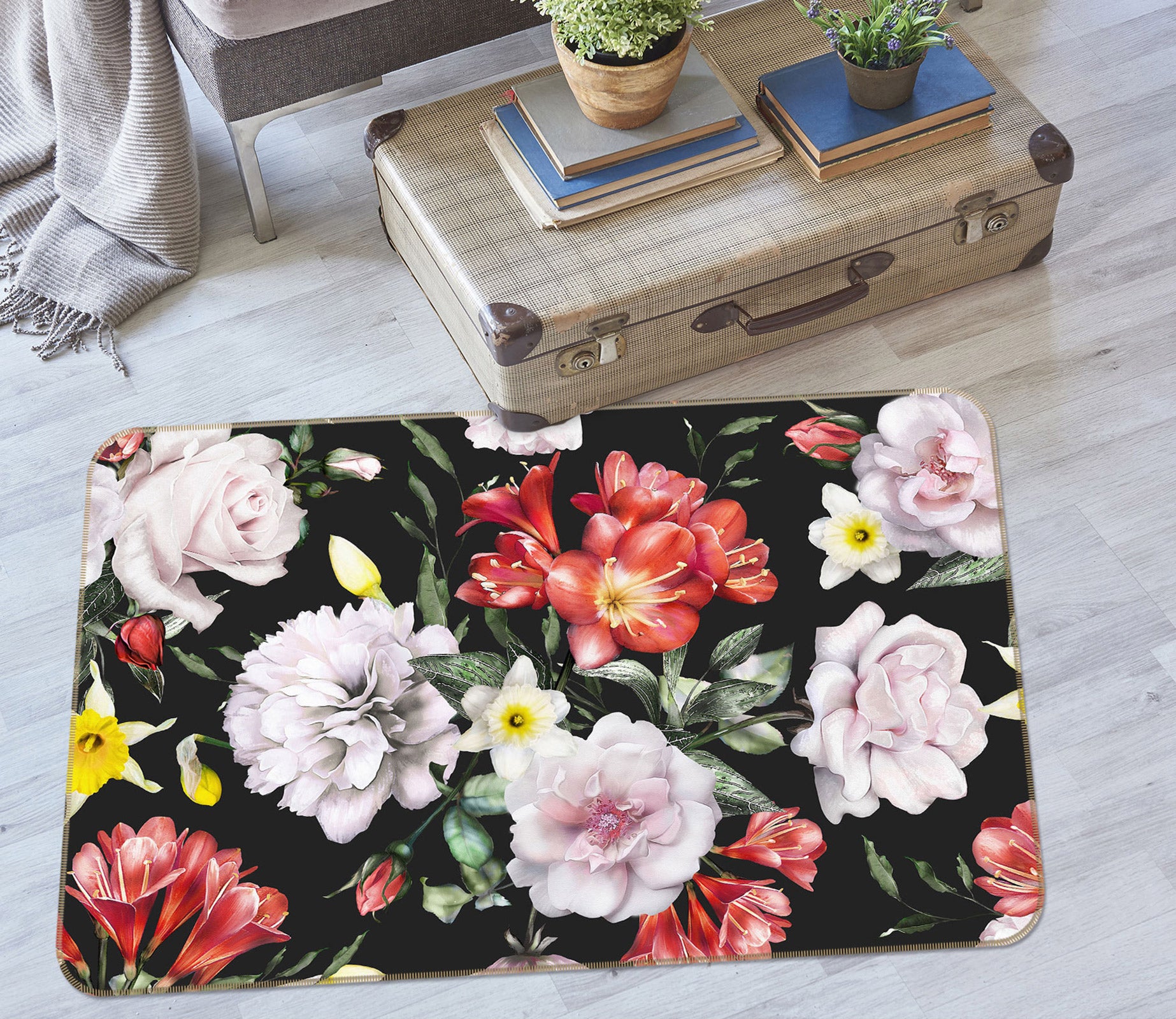 3D Flowers 37064 Non Slip Rug Mat