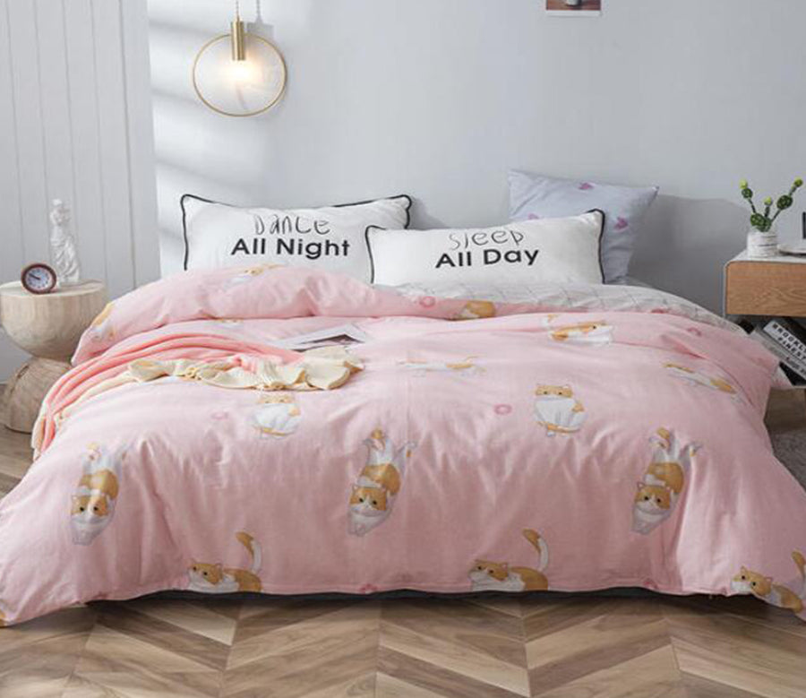 3D Little Orange Cat With Pink Bottom 4199 Bed Pillowcases Quilt