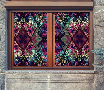 3D Color Mosaic Flower 399 Window Film Print Sticker Cling Stained Glass UV Block