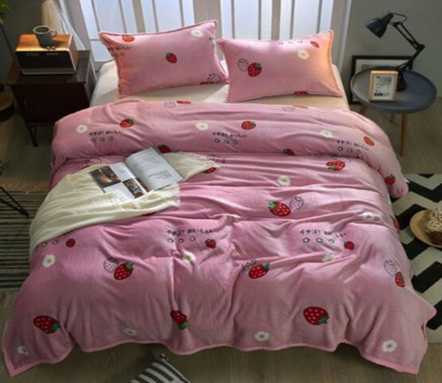 3D Pink Strawberry 20183 Bed Pillowcases Quilt