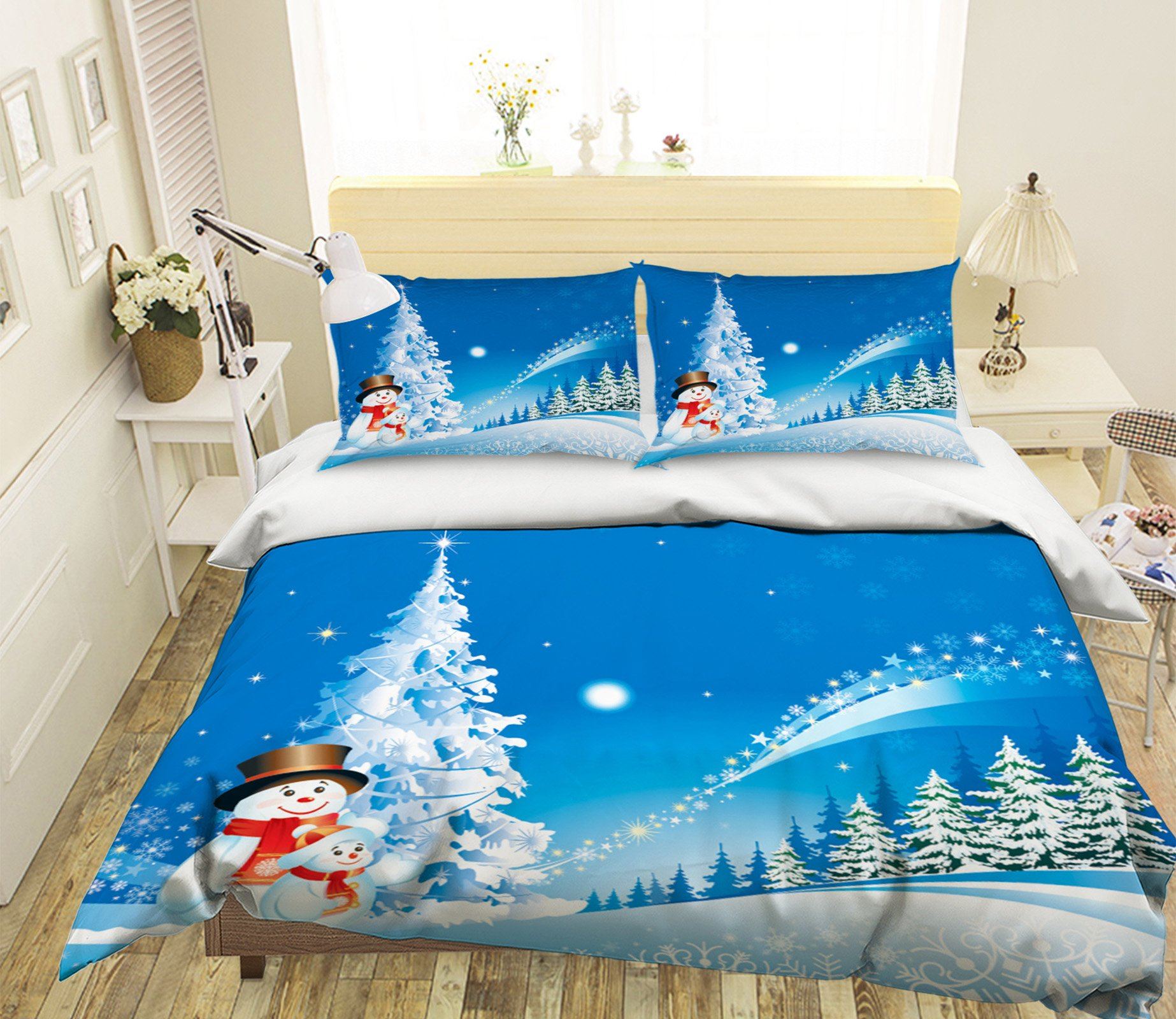 3D Christmas White Snow Ttree 25 Bed Pillowcases Quilt Quiet Covers AJ Creativity Home 