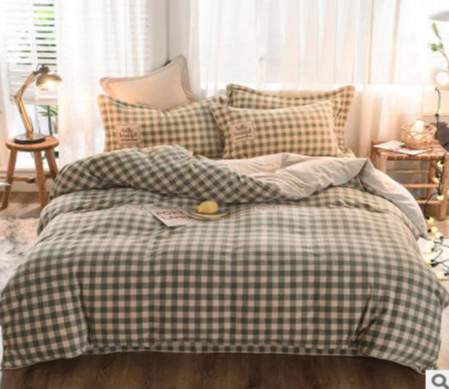 3D Green Grid 20091 Bed Pillowcases Quilt