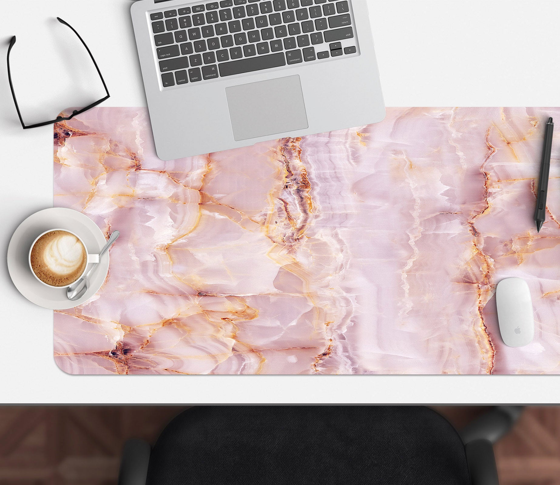 3D Light Pink Marble 18007 Desk Mat