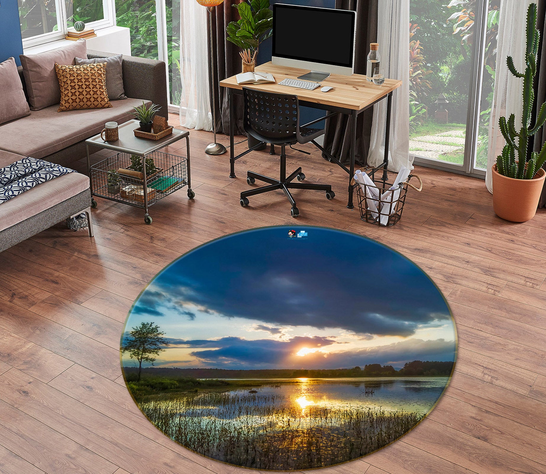 3D Lake 85116 Jerry LoFaro Rug Round Non Slip Rug Mat