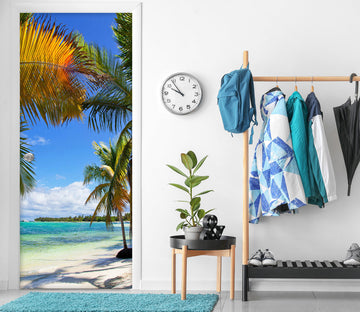 3D Beach Sea Tree 239 Door Mural