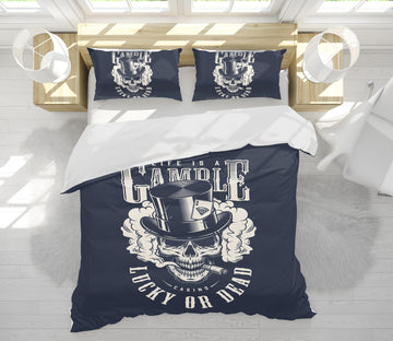 3D Black Skull Cigarette 61080 Bed Pillowcases Quilt