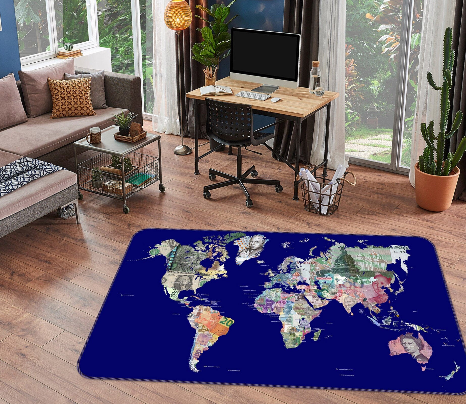 3D Sky Stone 245 World Map Non Slip Rug Mat Mat AJ Creativity Home 