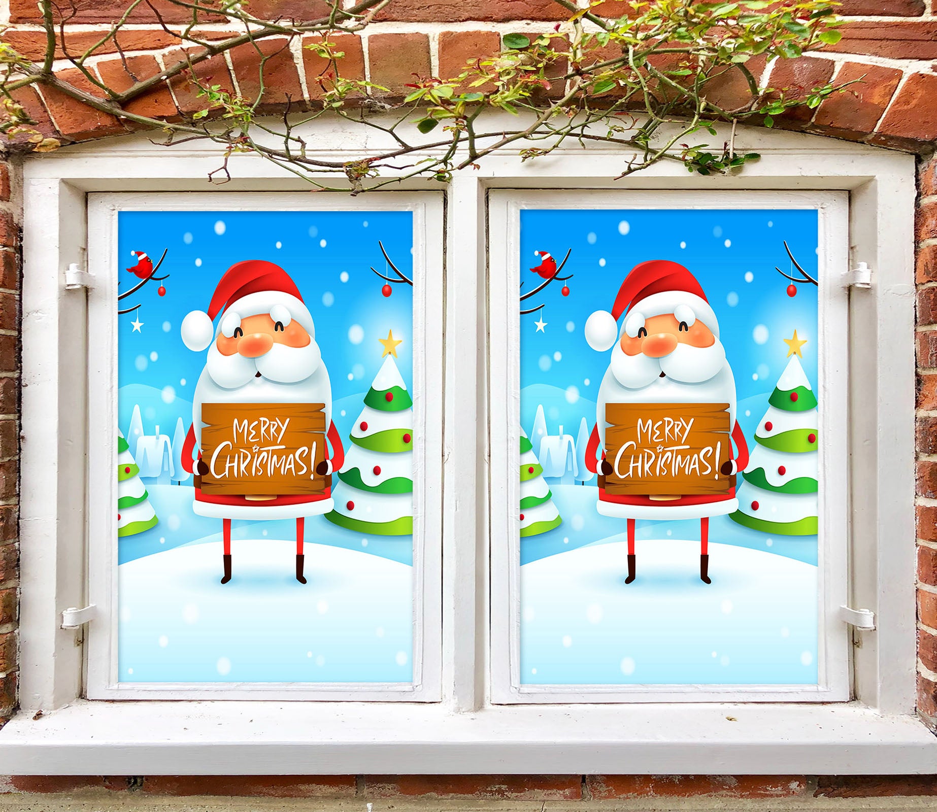 3D Santa Claus 43139 Christmas Window Film Print Sticker Cling Stained Glass Xmas