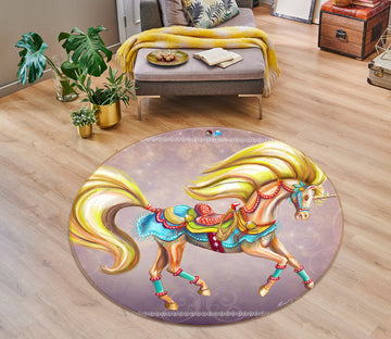 3D Golden Unicorn 83180 Rose Catherine Khan Rug Round Non Slip Rug Mat