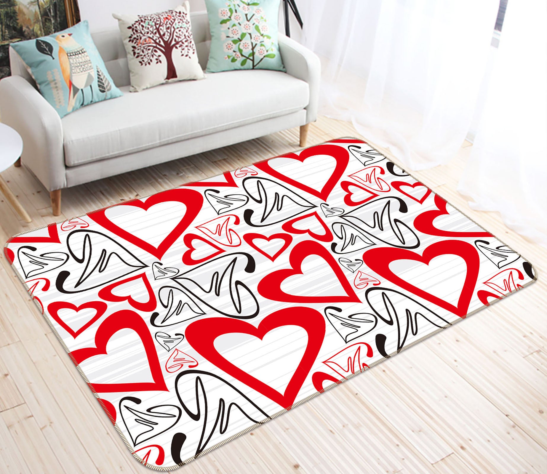 3D Heart Pattern 35239 Non Slip Rug Mat