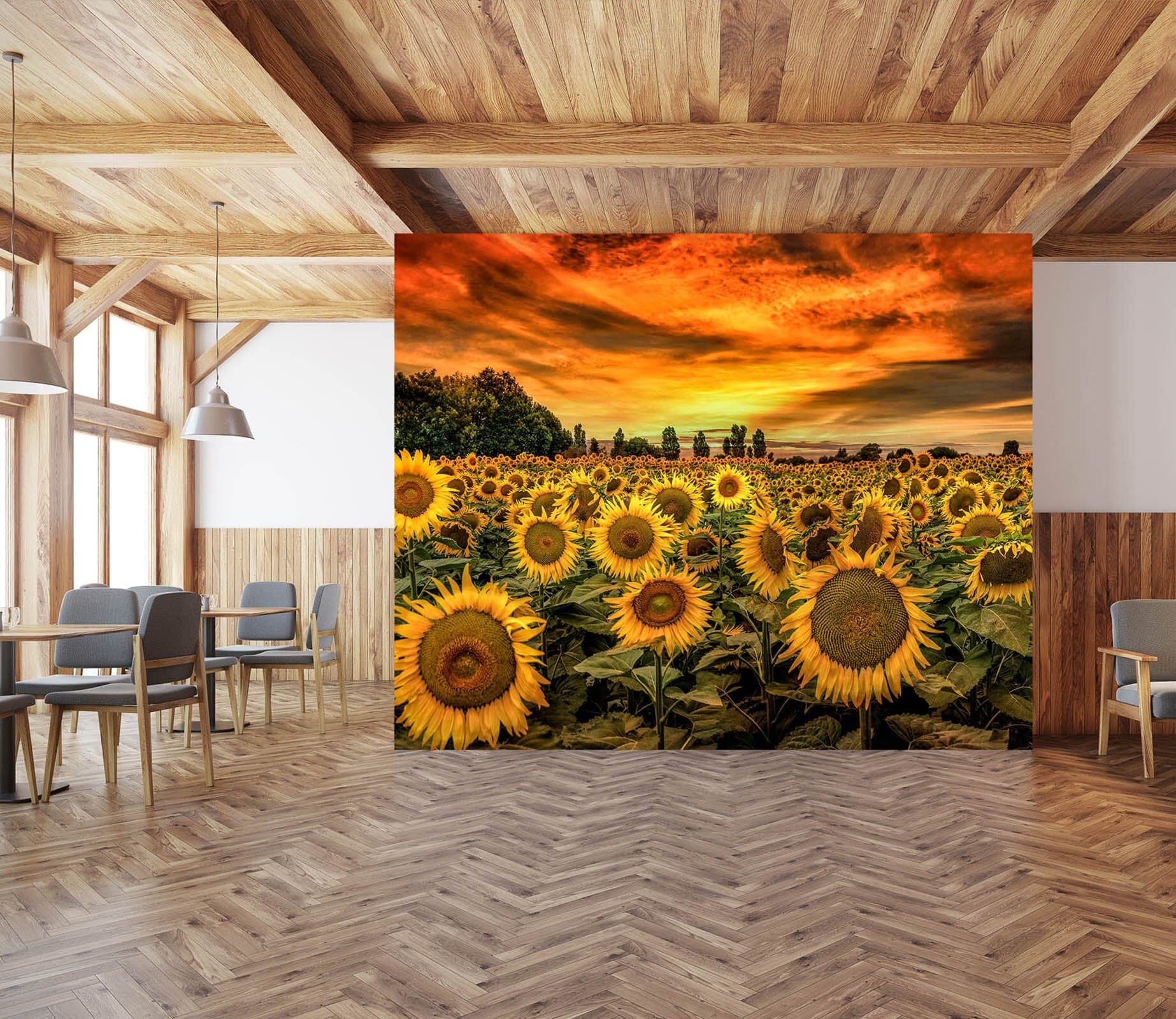 3D Sunflower Garden 1447 Marco Carmassi Wall Mural Wall Murals Wallpaper AJ Wallpaper 2 