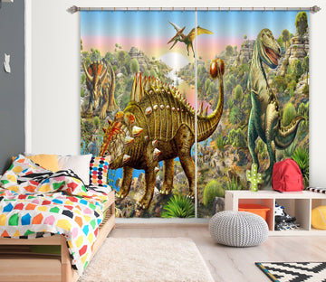 3D Dinosaur Forest 041 Adrian Chesterman Curtain Curtains Drapes Curtains AJ Creativity Home 