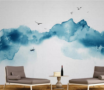 3D Blue Cloud WC541 Wall Murals
