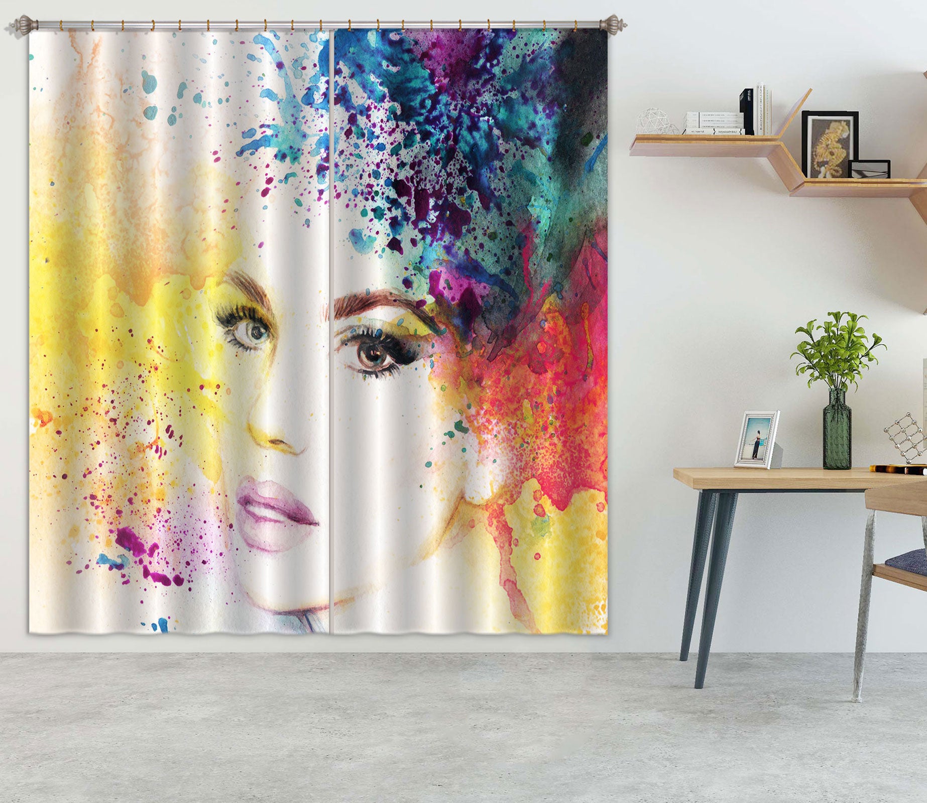 3D Watercolor Model 033 Curtains Drapes