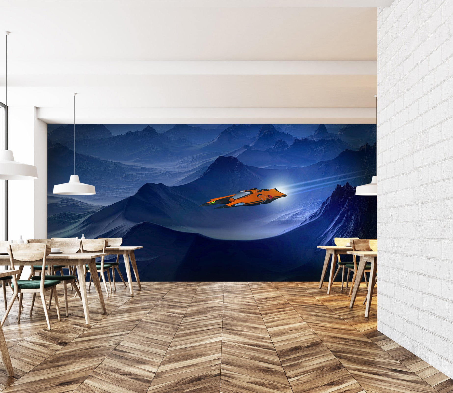 3D Spaceship Mountain 211 Vehicle Wall Murals