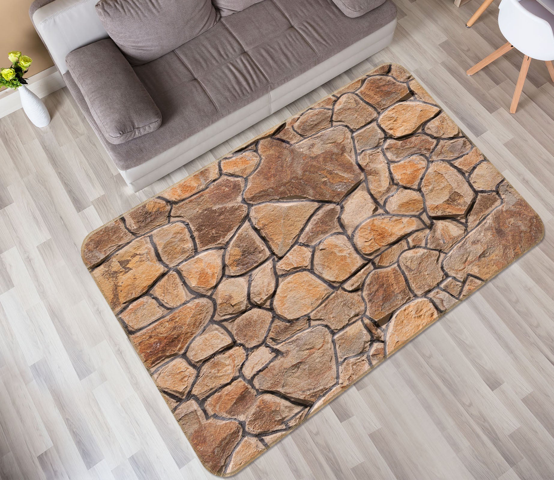 3D Stone Wall 36059 Non Slip Rug Mat