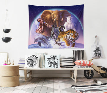3D Tiger Bear Dolphin Elephant 111139 Jerry LoFaro Tapestry Hanging Cloth Hang
