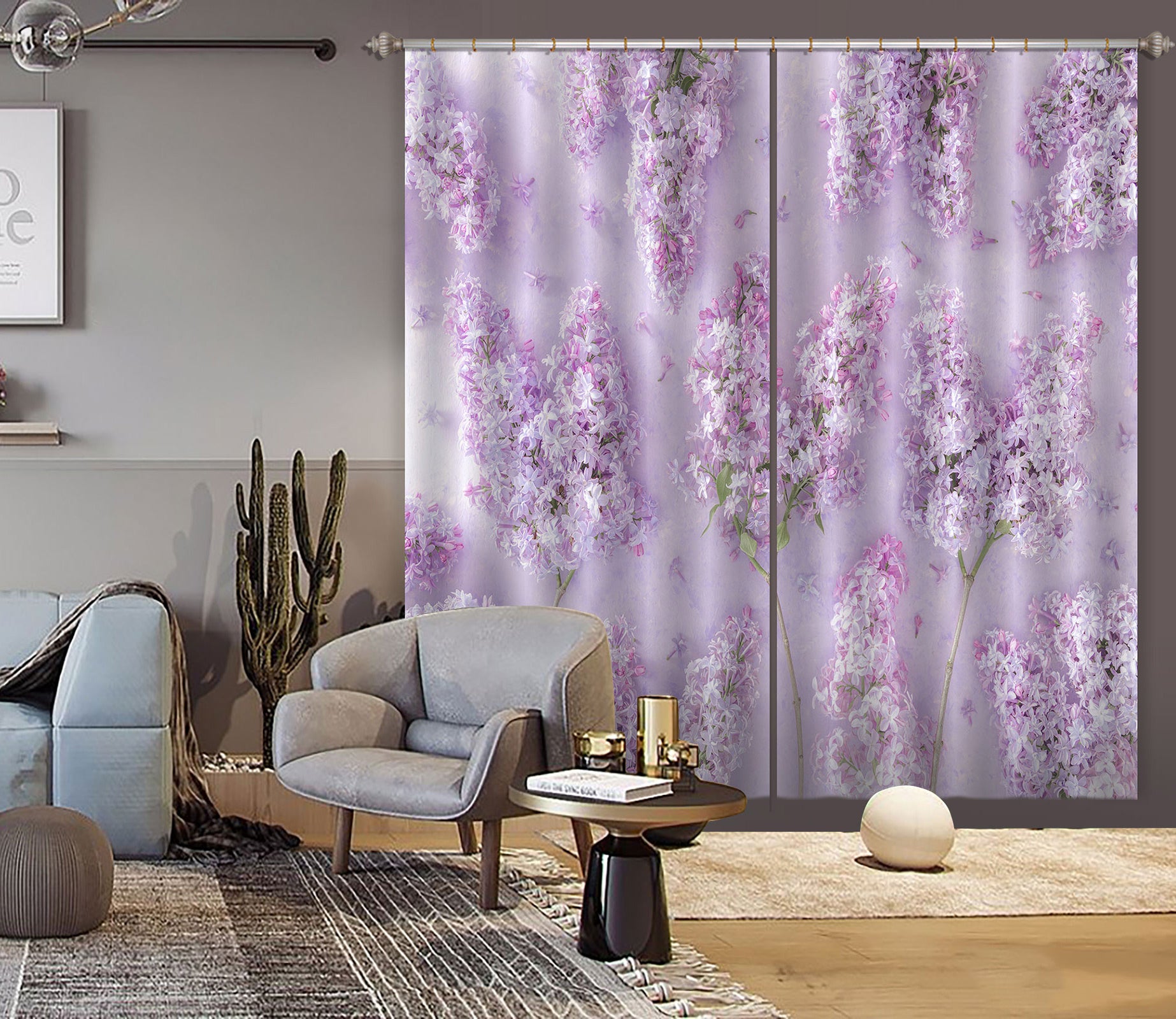 3D Pink Hyacinth 6545 Assaf Frank Curtain Curtains Drapes